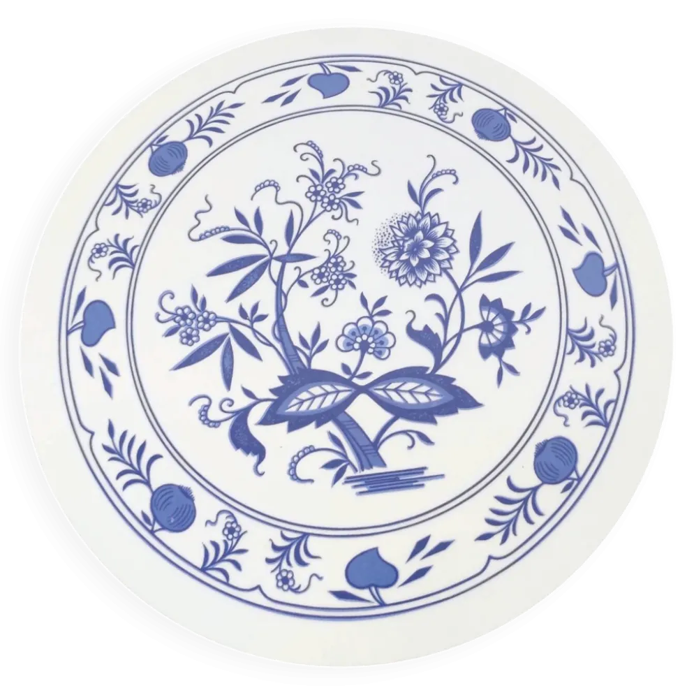 Dessous de plat rond vintage motif floral bleu - Années 70
