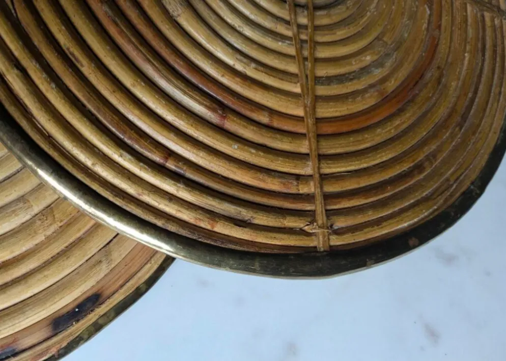 Dessous de plat rotin attribués à Gabriella Crespi