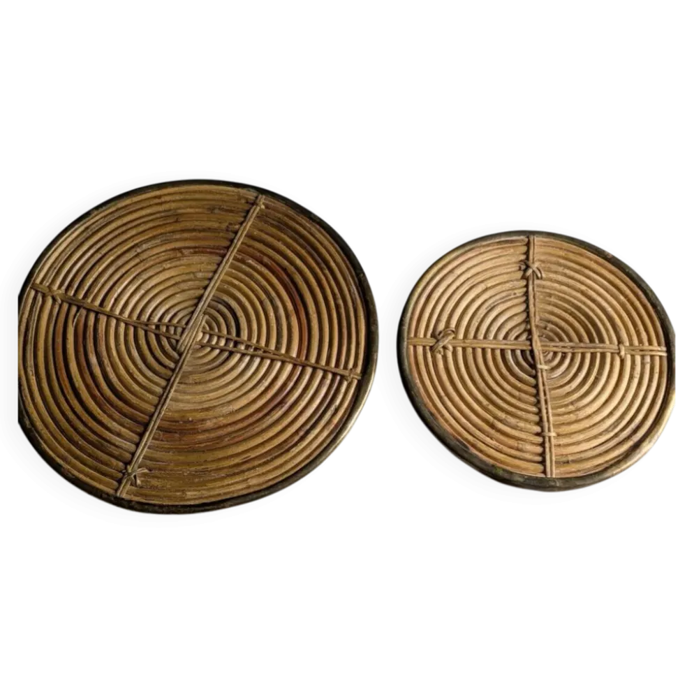 Dessous de plat rotin attribués à Gabriella Crespi