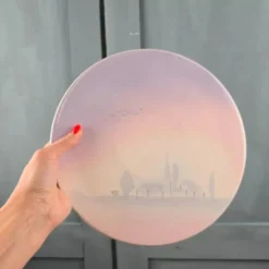 Dessous de plat Salins – décor pastel paysage de village – rare modèle vintage années 50
