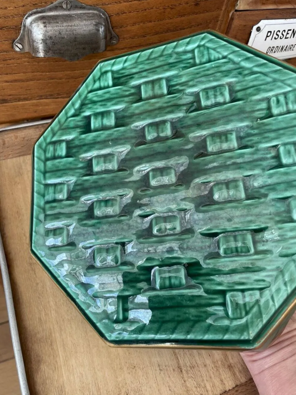 Dessous de plat tressage vert et dorure DIGOIN