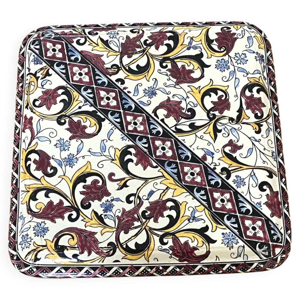 Dessous de plat Vintage en faïence de Gien décor bleuets