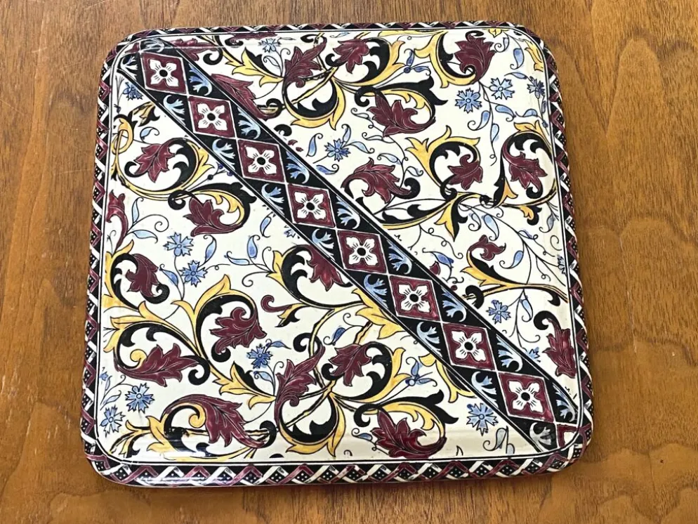 Dessous de plat Vintage en faïence de Gien décor bleuets