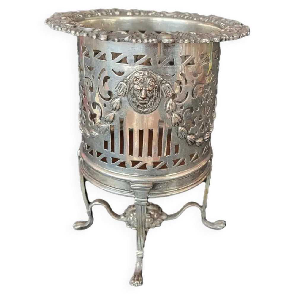 Dessous de verre antique victorien en plaqué argent avec support pour bouteille de vin en relief de style Sheffield
