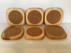 6 dessous de verre bois scandinave et liège