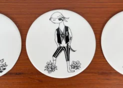 5 dessous de verre en céramique par Bjørn Wiinblad, années 1960