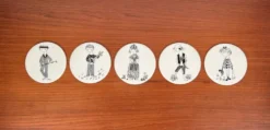 5 dessous de verre en céramique par Bjørn Wiinblad, années 1960