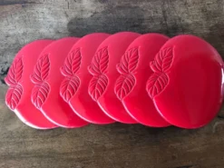 6 dessous de verre rouge vintage