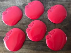 6 dessous de verre rouge vintage