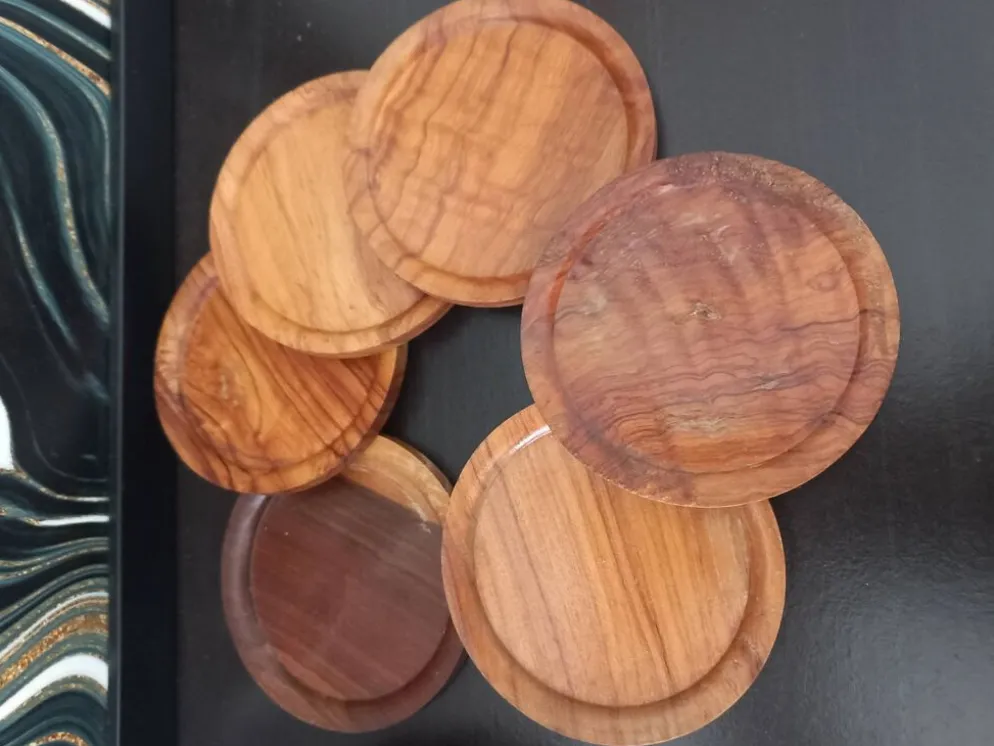 Dessous de verres en bois avec supports vintage