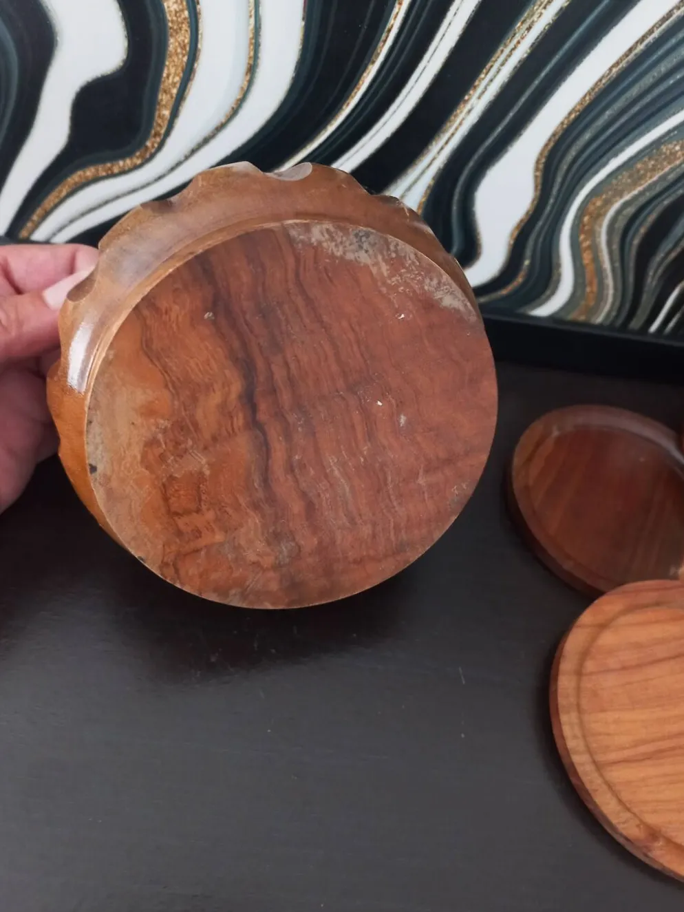 Dessous de verres en bois avec supports vintage