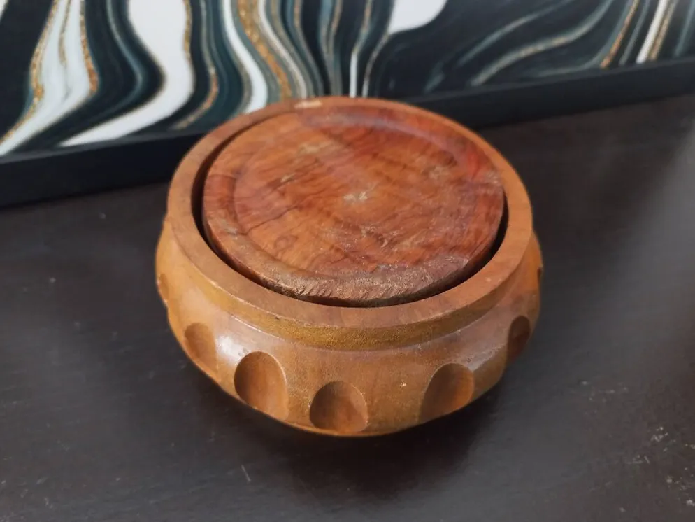 Dessous de verres en bois avec supports vintage