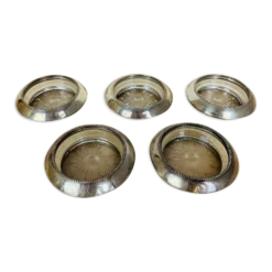5 dessous de verres métal argenté Frank Whiting & Co