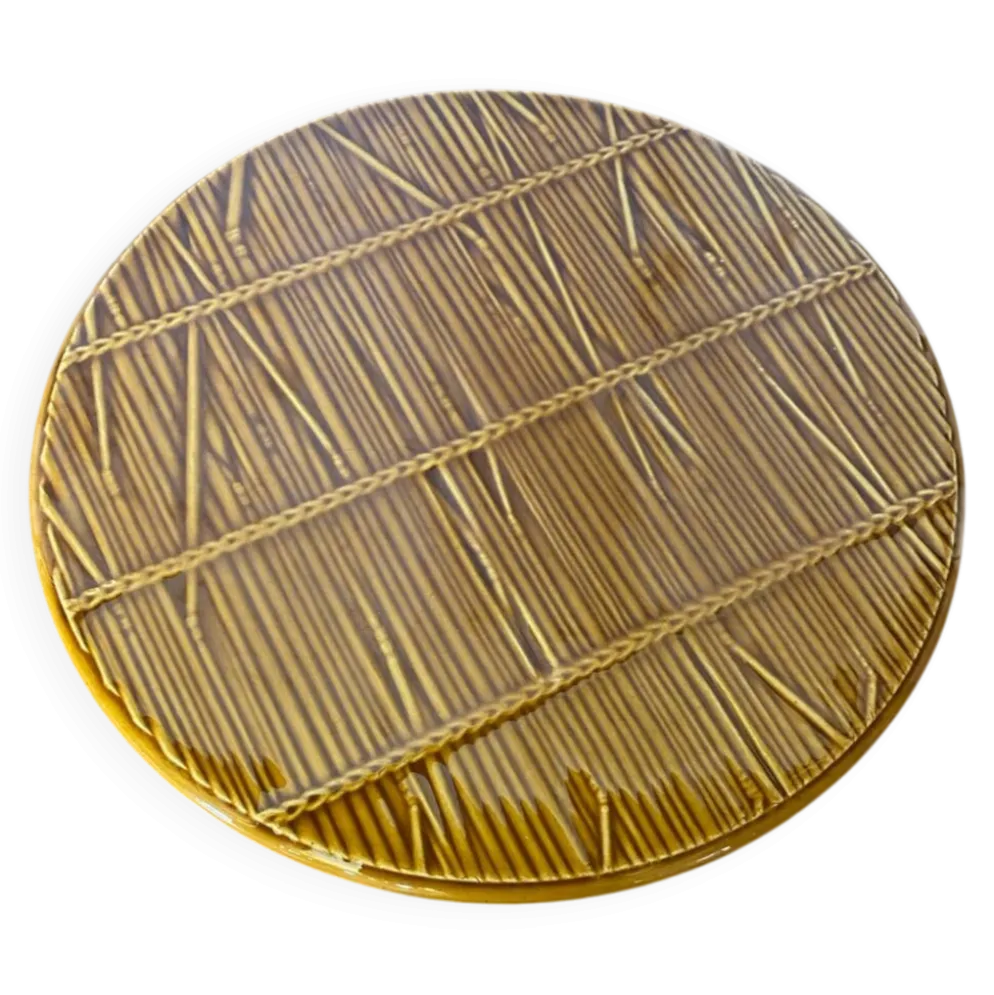 Dessous Plat Ancien GIEN Création VAL D’OR Céramique Décor Paille Fran