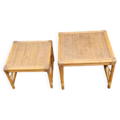 Deux jolies tables d'appoints encastrables en rotin osier