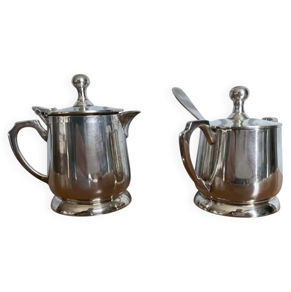 Deux petits pots service à thé métal argenté EPNS XXème