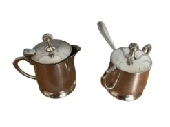 Deux petits pots service à thé métal argenté EPNS XXème