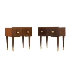 Deux tables de chevet, placage en acajou, Italie, années 1970