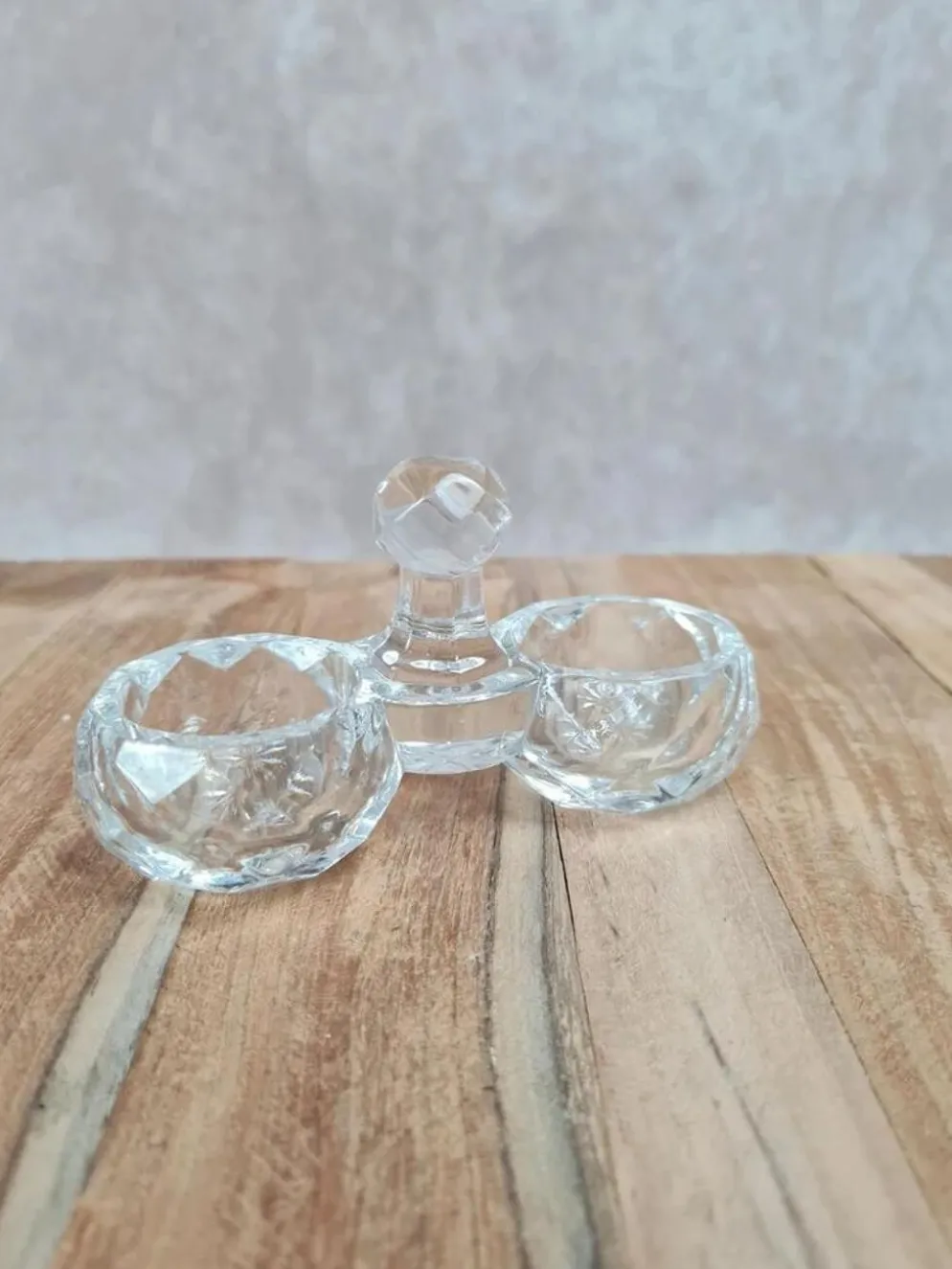 Double saleron en cristal signé Baccarat