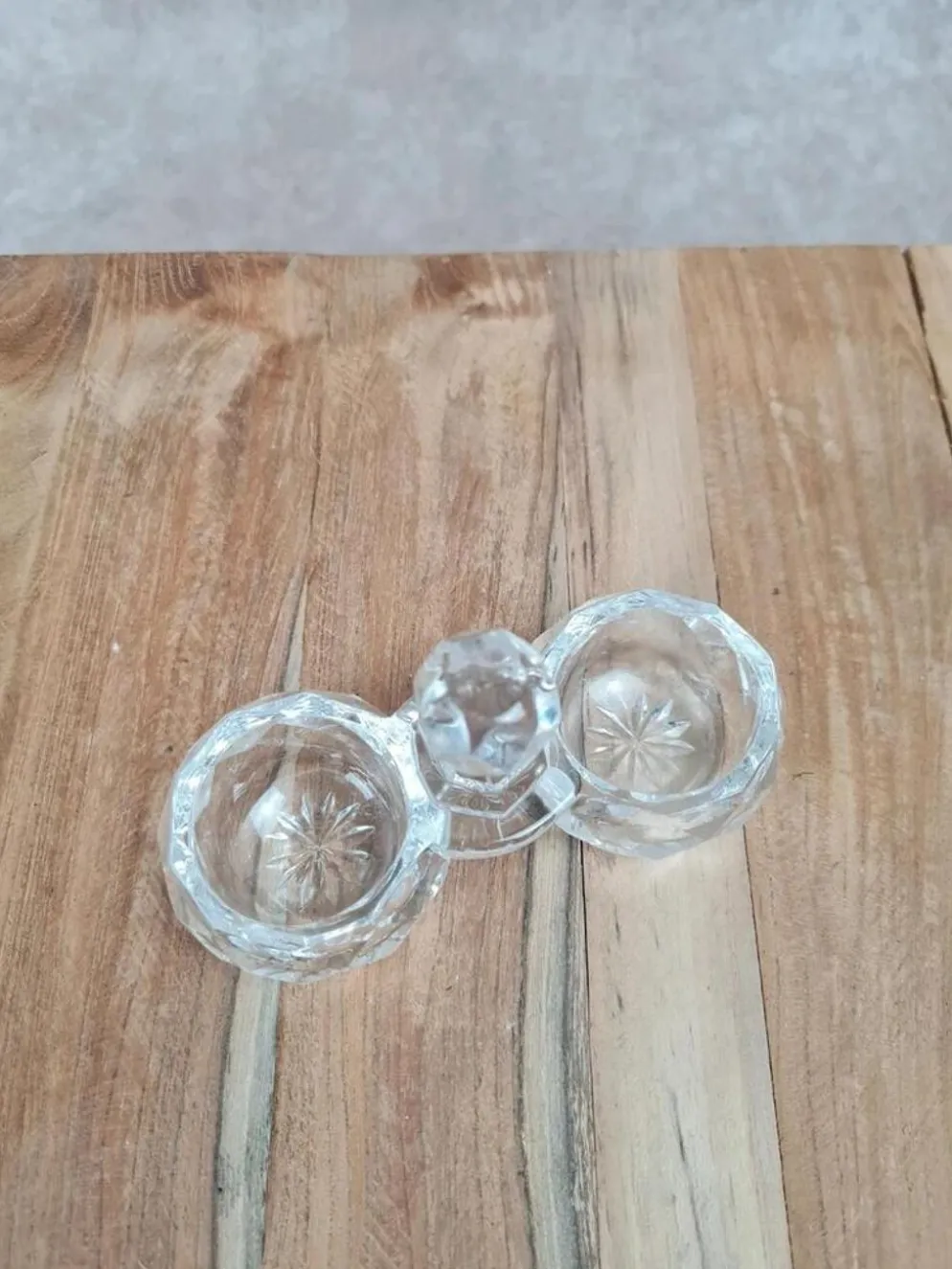 Double saleron en cristal signé Baccarat