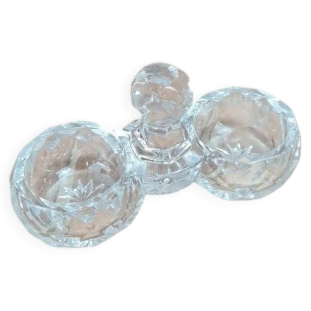 Double saleron en cristal signé Baccarat