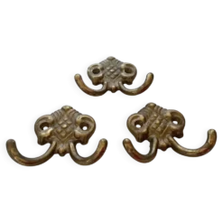 3 doubles patères en laiton