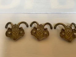 3 doubles patères en laiton