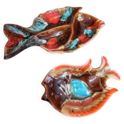 Duo apéritif en céramique Vallauris forme poisson