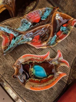 Duo apéritif en céramique Vallauris forme poisson