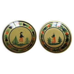Duo assiettes aux bretons faïence HB Quimper