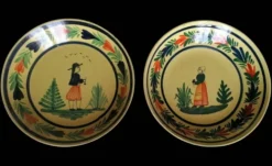 Duo assiettes aux bretons faïence HB Quimper