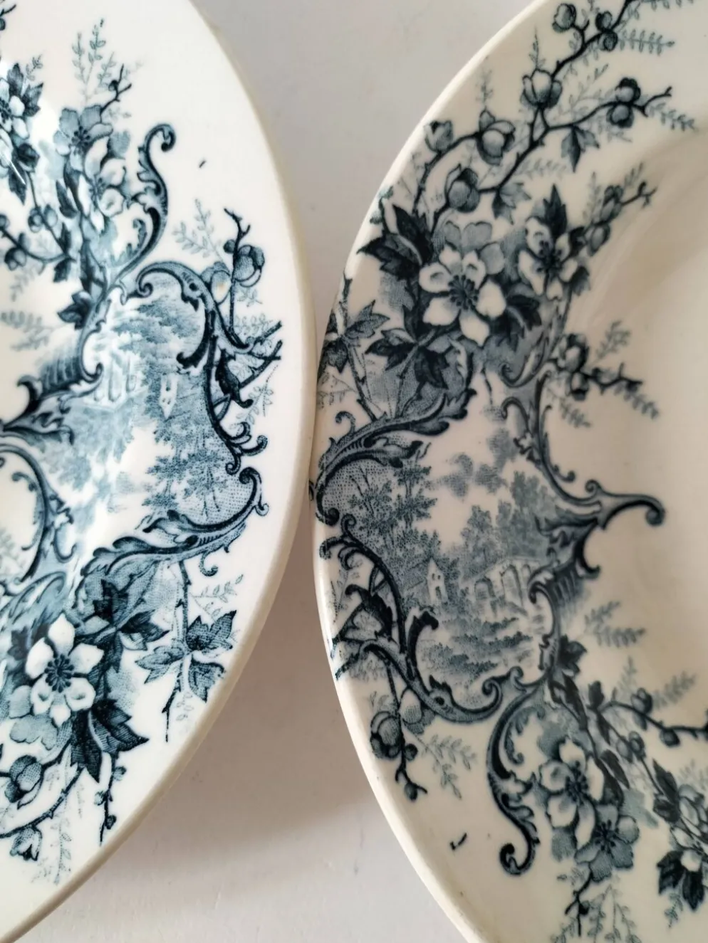 Duo d’assiettes creuses Hte Boulenger & Cie Choisy-le-Roi, circa 1885–1900.