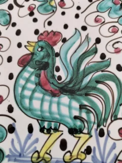 Duo d’assiettes Deruta Etrusca coq vert majolique italienne