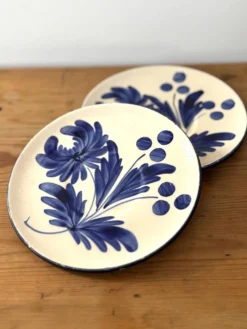 duo d'assiettes à dessert en porcelaine décor floral peint à la main
