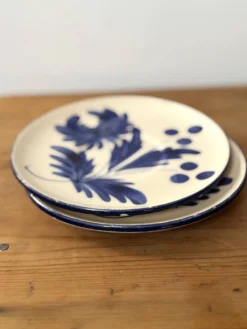 duo d'assiettes à dessert en porcelaine décor floral peint à la main