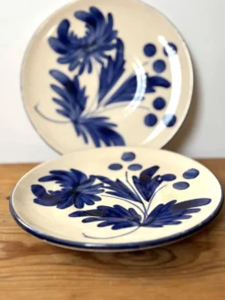 duo d'assiettes à dessert en porcelaine décor floral peint à la main