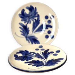 duo d'assiettes à dessert en porcelaine décor floral peint à la main