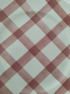 Duo d’assiettes à dessert Moulin des Loups modèle Nappe rose – années 1950