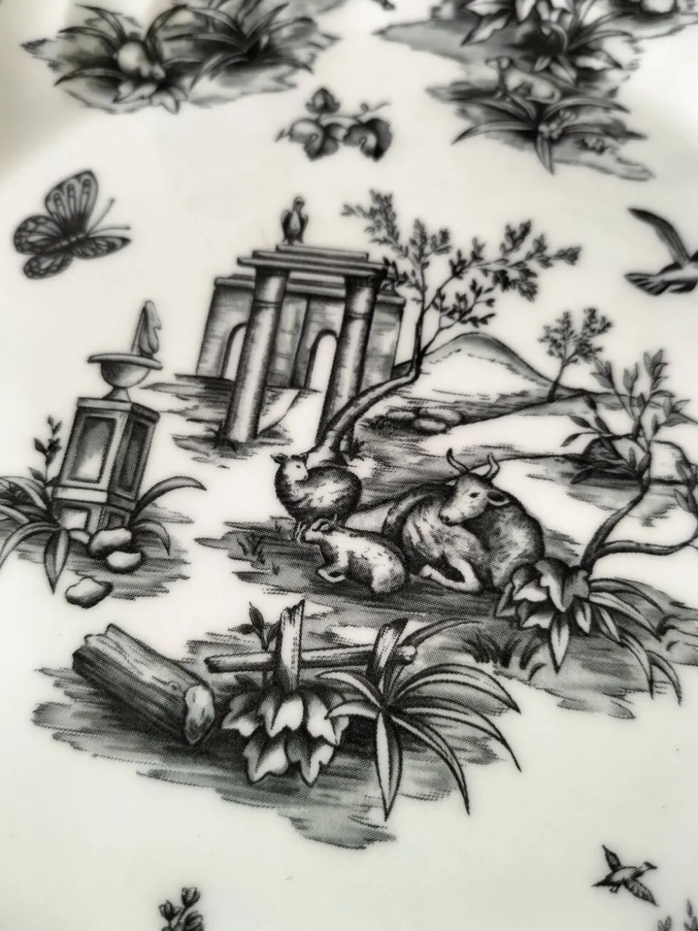 Duo d’assiettes noir et blanc façon toile de Jouy