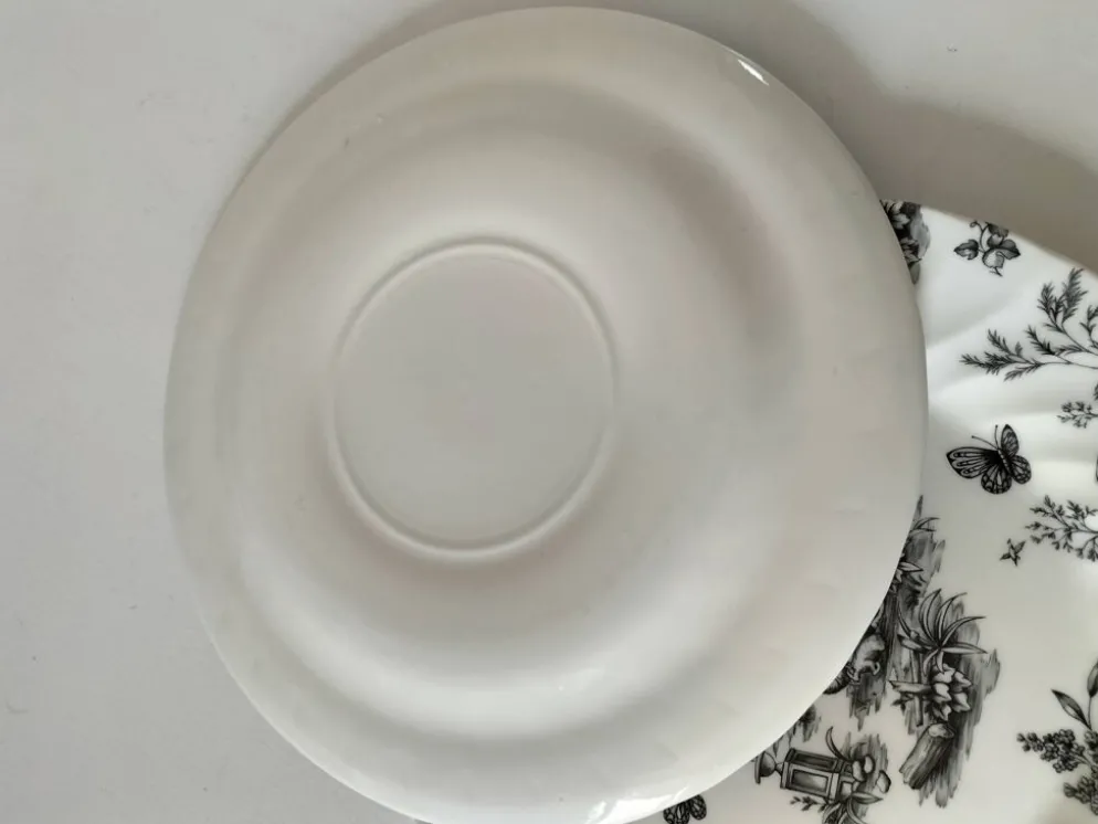 Duo d’assiettes noir et blanc façon toile de Jouy