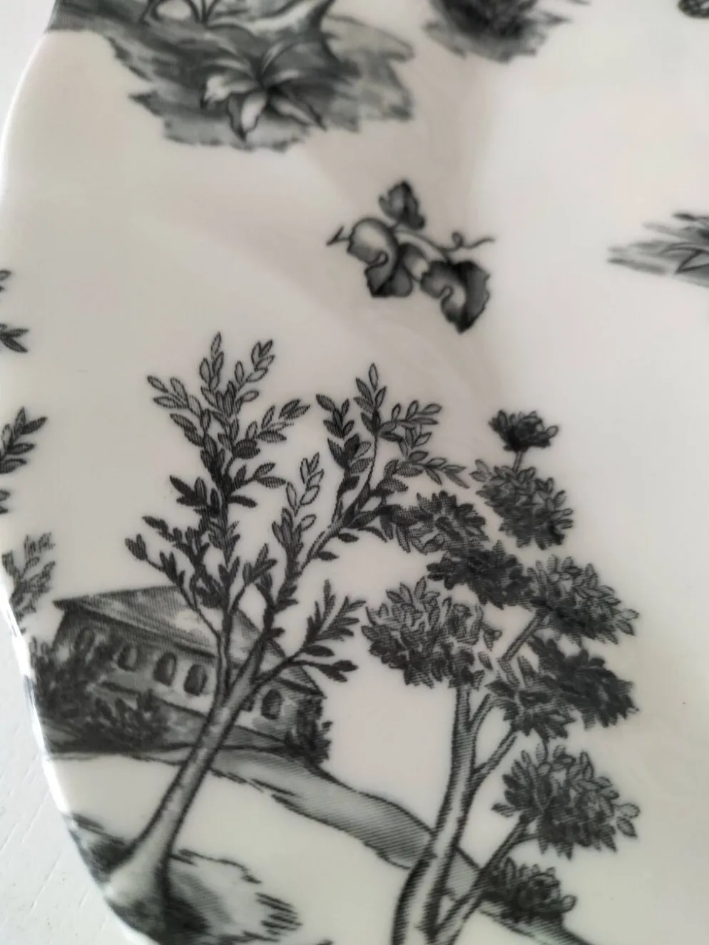 Duo d’assiettes noir et blanc façon toile de Jouy