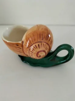 Duo de barbotines escargot et leurs coupelles feuillage – années 1950-1960