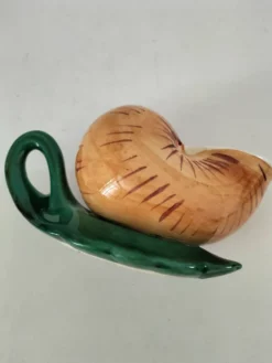 Duo de barbotines escargot et leurs coupelles feuillage – années 1950-1960