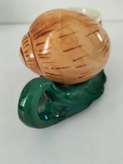 Duo de barbotines escargot et leurs coupelles feuillage – années 1950-1960