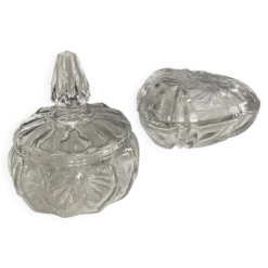 Duo de bonbonnières vintage en cristal et verre