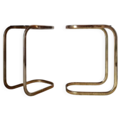 Duo de bouts de canapé rétro en métal doré, années 70