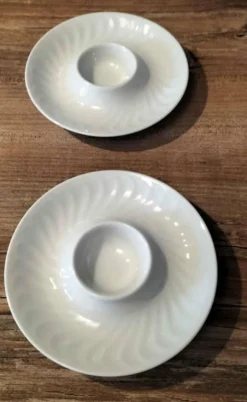 Duo de coquetiers en porcelaine blanche Bareuther Waldsassen Année 70