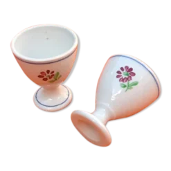 Duo de coquetiers Porcelaine blanche à décor floral
