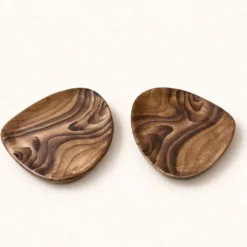 Duo de coupelles en céramique imitation bois