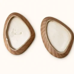 Duo de coupelles en céramique imitation bois